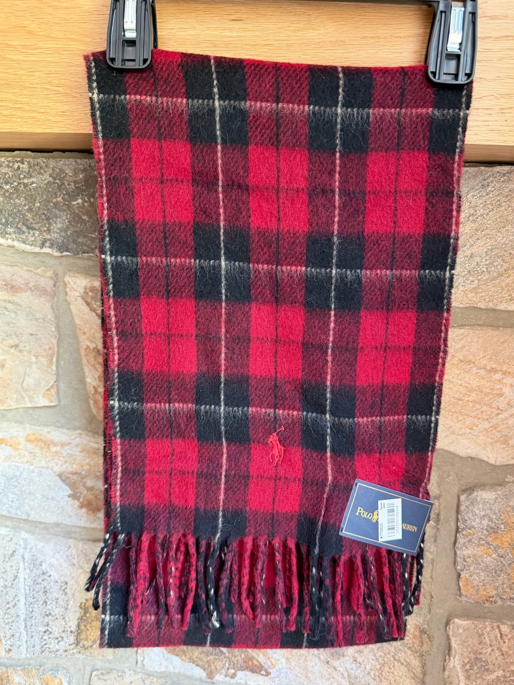 Polo Ralph Lauren Classic Plaid Wool Neck Wrap Scarf NWT